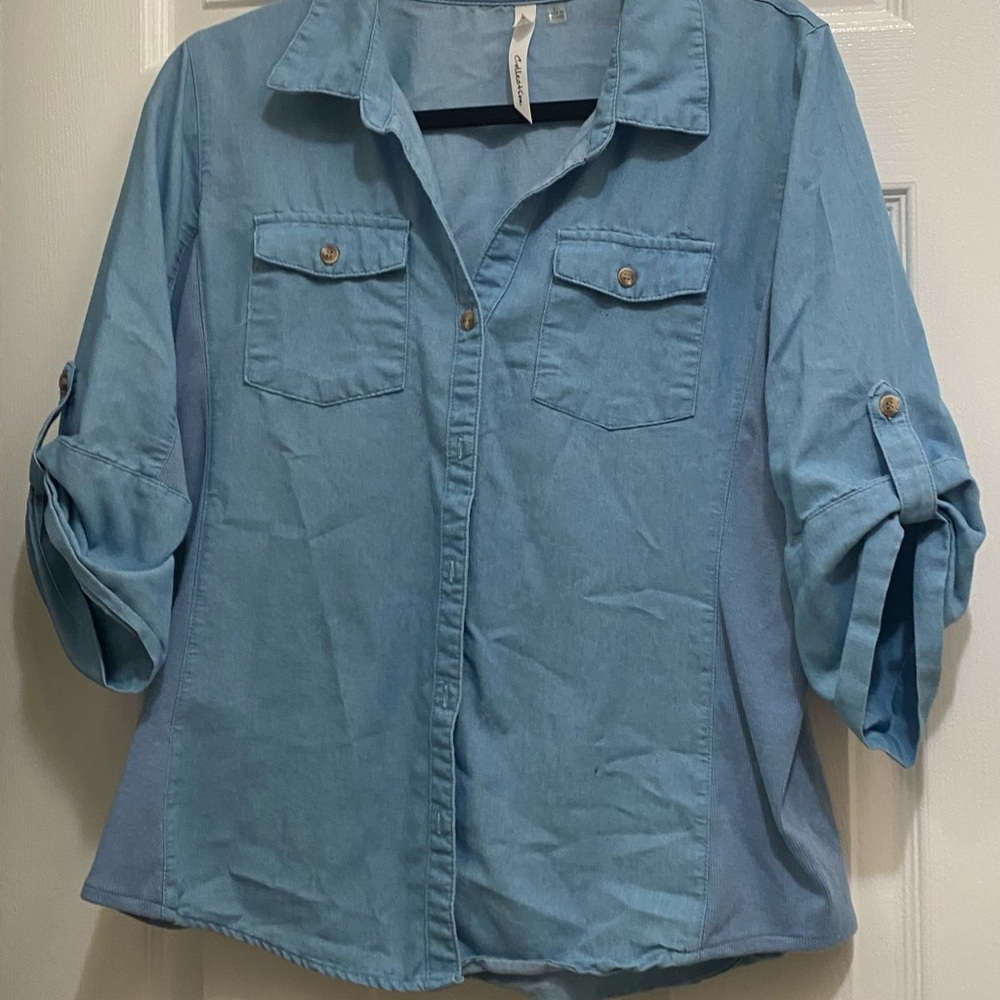 Collection B Light Blue Women's Button-Down Shirt